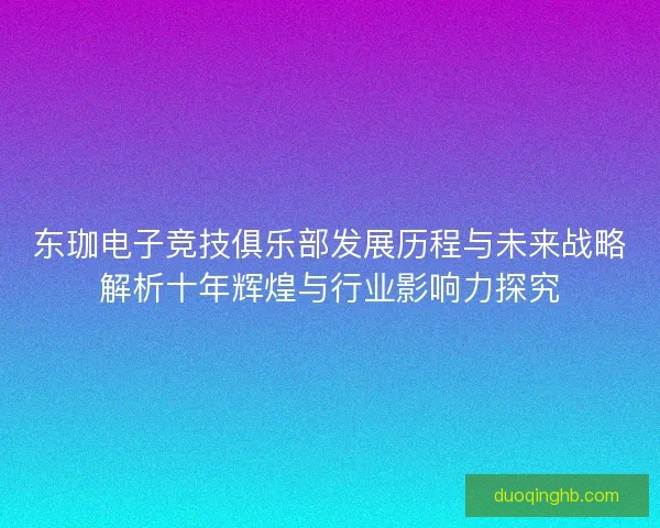 东珈电子竞技俱乐部发展历程与未来战略解析十年辉煌与行业影响力探究